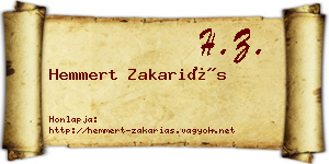 Hemmert Zakariás névjegykártya